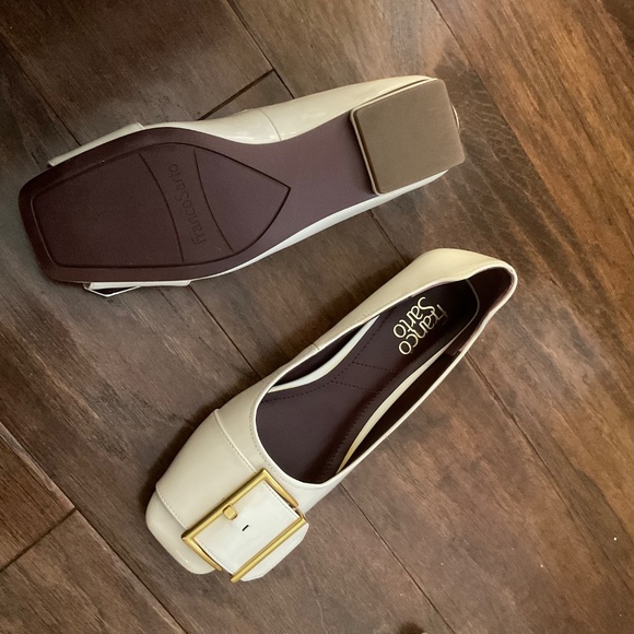 Franco Sarto cream slides slip on flats Tahlia shoes, size 7, square toe - Picture 3 of 10
